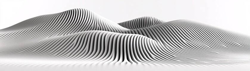 Obraz premium Abstract White Striped 3D Landscape Modern Minimalist Design