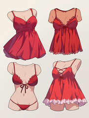 Red Lace Lingerie Illustration - Sexy and Elegant Designs