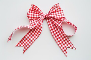 A red and white checkered ribbon is tied in a bow