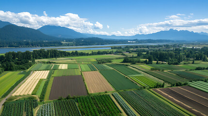 Expansive landscape modern farming practices that promote sustainable agricultural production