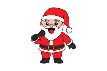 Whimsical Santa Claus on a Snowy Branch Vector Charming Christmas Illustration for Festive Holiday Decor and Greetings