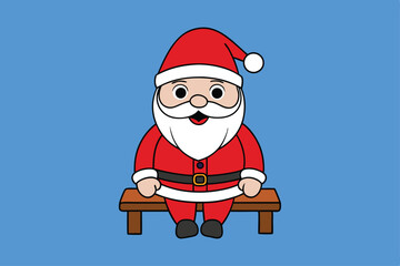 Whimsical Santa Claus on a Snowy Branch Vector Charming Christmas Illustration for Festive Holiday Decor and Greetings