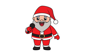 Jolly Santa Claus Singing Christmas Carols Vector: Cheerful Holiday Illustration Celebrating Festive Music and Joy
