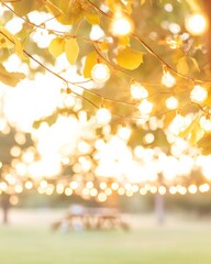 Fototapeta premium Autumn Festival Celebration with Festive Lighting and Joyful Atmosphere - Perfect for Thanksgiving or Halloween
