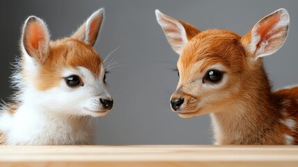 Obraz premium Cute Fawn Baby Deer Portrait with Copy Space