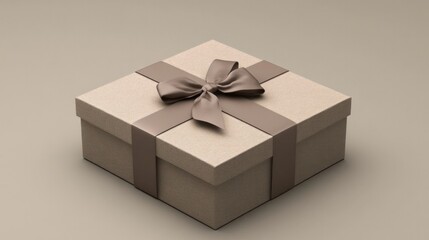 A gift box mockup with a ribbon tied around it, set against a neutral background to emphasize elegance and luxury.