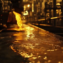 Close-Up of Oil Extraction Process in Refinery