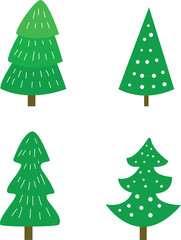 Christmas tree collection. Flat design christmas tree illustration