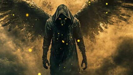 Angel Of Death, winged angel, footage, 4k footage, videos, video clip, slow motion, video wallpaper, animation, 4k