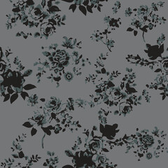 abstract, vector, monochrome, big flowers, all over textiles design, illustration digital image can be used for wrapping paper