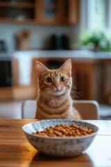 Cat with food