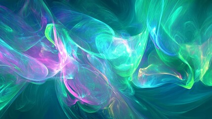 Fototapeta premium Vibrant Neon Swirls in Green and Blue Hues