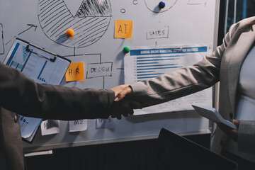 Business handshake for teamwork of business merger and acquisition,successful negotiate,hand...
