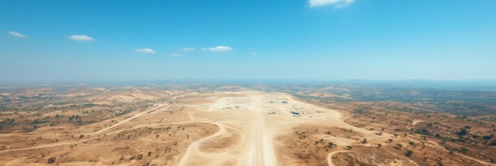 Expansive Aerial View of Military Base with Strategic Landscape for Memorial Day and Veterans Day