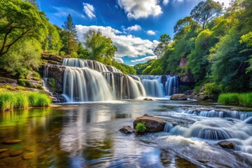 Fototapeta premium Waterfalls and river landscape scenery with medium shot