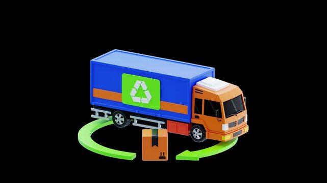 3D Animation of Reverse logistics of products from consumers to producers | Alpha Channel