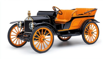 Fototapeta premium A photostock of an old-fashioned carriage on a white background, historic and rustic.