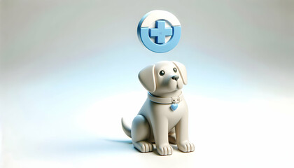 3D Icon Therapy Dog Looking Up Plain Background Copy Space Pet Therapy Moments Symbolizing Hope Dedication Attentive Expression Isolated White Background Image