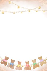 テディベアの可愛いガーランドで飾り付けたおしゃれな縦長フレーム。