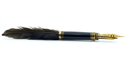 black quill pen isolate on white background 