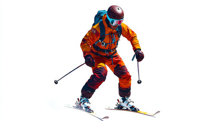 Obraz premium Floating Sportsman in a ski suit, snow skiing isolate on white background 