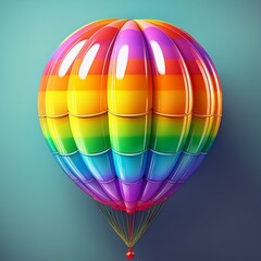 Fototapeta premium 3D illustration of a cheerful inflatable rainbow balloon in cartoon style, ideal for use in party decorations and fun graphics