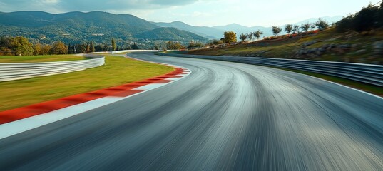 Racing race track circuit with speed motion effect. Generative AI technology.