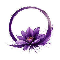 Circle flower color brush stroke on transparent background