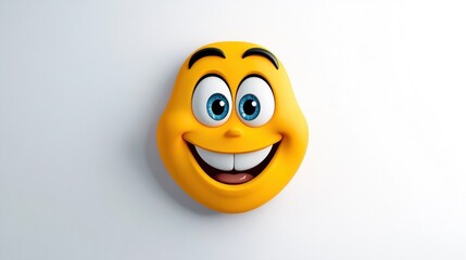 Fototapeta premium Cheerful Emoji Face with Bright Blue Eyes and Smile