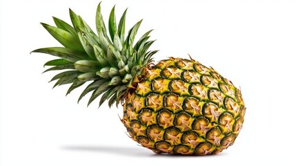 Fototapeta premium A photostock of a pineapple on a white background, isolated and tropical.