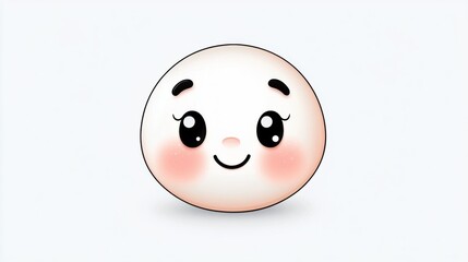 Cute Cartoon Face with Blush and Big Eyes
