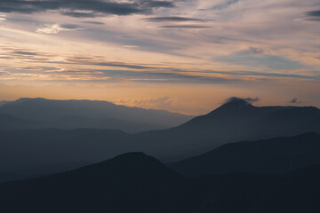 八ヶ岳 赤岳頂上山荘からの夕焼け空