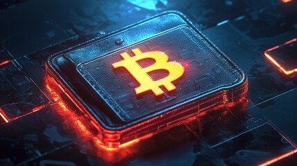 Bitcoin Cryptocurrency Symbol on a Futuristic Circuit Board