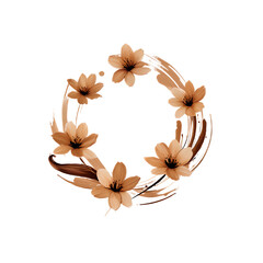 Circle flower color brush stroke on transparent background