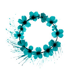 Circle flower color brush stroke on transparent background