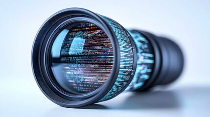 3D Close Up Holographic Code Projection Macro Shot Futuristic Cloud Development Technology Icon Rotating Camera Showcase Competence Digital Innovation Abstract Design Abstract Art