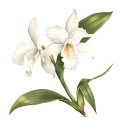 Fototapeta premium An illustration of two white flowers in a transparent background
