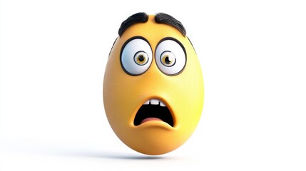 Surprised Cartoon Egg Character with Eyes and Mouth Open