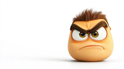Fototapeta premium Cartoon Character with Angry Expression and Hair