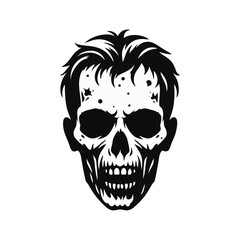 Fototapeta premium Zombie black white logo icon illustration template