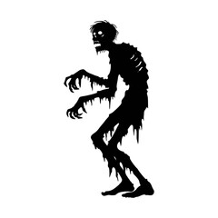 Fototapeta premium Zombie black white logo icon illustration template