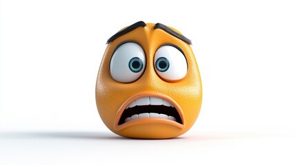 Fototapeta premium Cartoon Face Expressing Fear and Anxiety Emotion