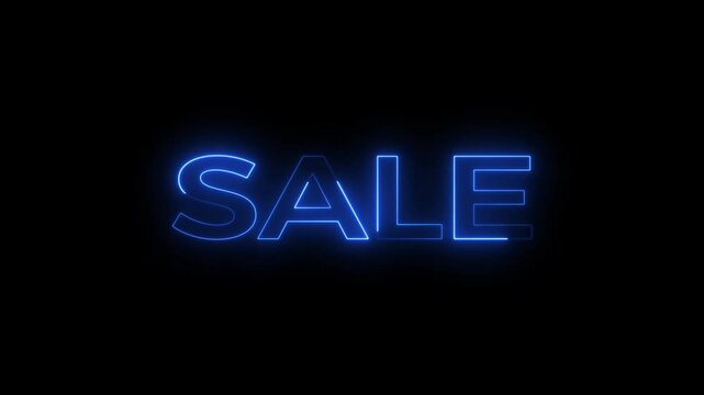Sale neon text animation 4K video. Business Special Offer Discount background.