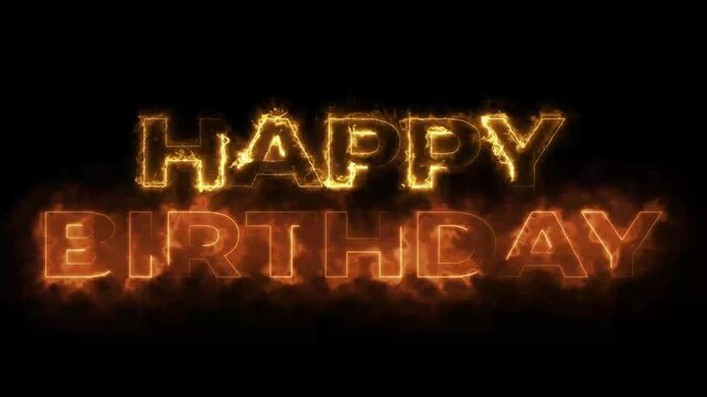 Happy Birthday text font neon light background.  Glowing neon text Happy Birthday sign.