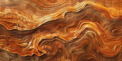 Abstract Wooden Texture with Intricate Swirling Grain Patterns.