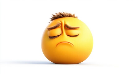 Fototapeta premium Sad Emoji with Expressive Features on White Background