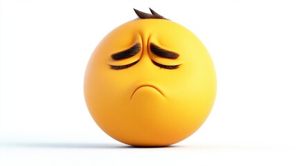 Fototapeta premium Sad Emoji with Frown and Eyebrows Expression