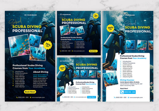 Blue And Yellow Scuba Diving Social Media And Post