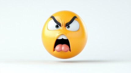 Fototapeta premium Angry Emoji with Outrageous Expression and Tongue Out