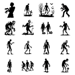 Zombie black white  logo icon illustration template
